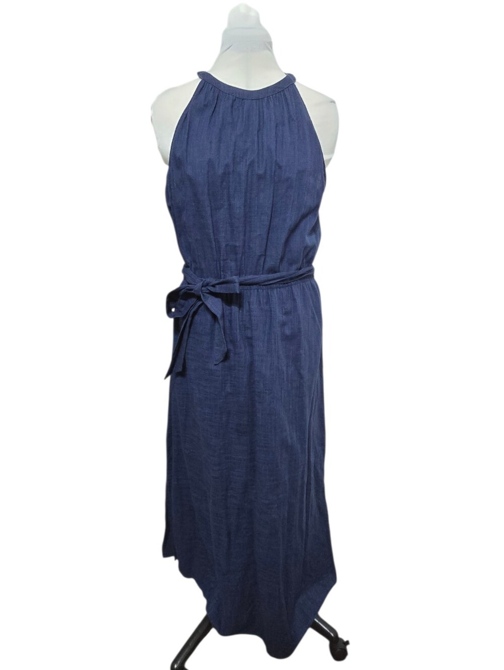 Universal Thread Halter Maxi Dress M Navy Chambray Summer Boho Cottagecore Indie